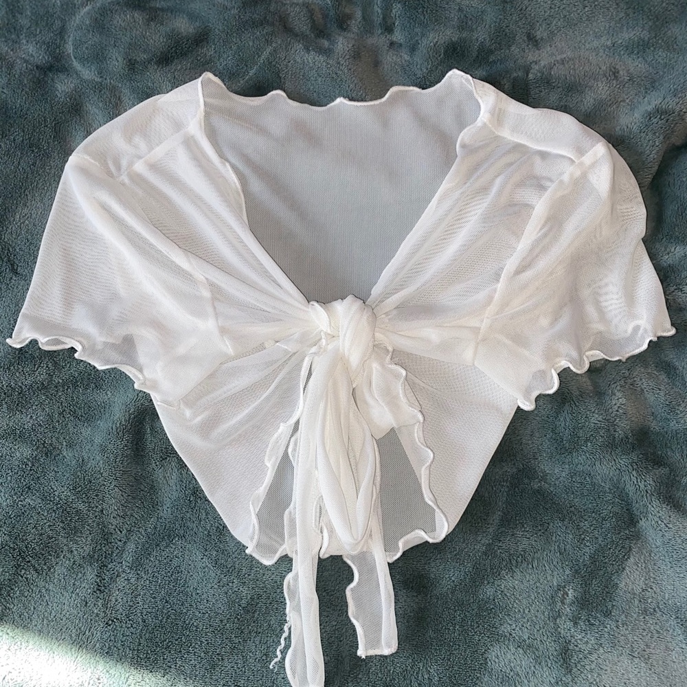 Tie Front Mesh Crop Top